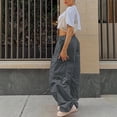 thumbnail image 4 of Bmisegm Women's Plus Size Tethered Straight Cargo Pants, Grey, XXL, 4 of 9