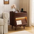 thumbnail image 1 of GUNAITO Nightstand with Charging Station Bedside Table with LED Light Wood Nightstand with Wave Texture Drawers End Table with USB Ports and Outlets for Small Space Walnut 1pc, 1 of 11