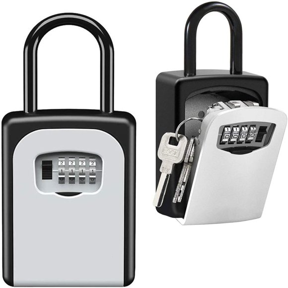 LOVEVER Key Lock Box Wall Mounted Portable Lock Box for House Key 5 Key Capacity Weatherproof Resettable Code House Key Safe Security Lock Box for Outside Realtors Garage Spare