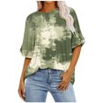 thumbnail image 1 of Pisexur Hauts pour Femmes Mode Décontractée Manches Courtes Col Rond T-Shirts Confortables Amples Imprimé Floral Blouses Printemps Été Hauts Élégants Imprimés Graphiques Grandes Tailles Tops de Sortie S-5TG, 1 of 7