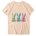 thumbnail image 4 of Pisexur Hauts de Printemps pour Femmes 2025, Hauts d'Entraînement Femmes, Hauts d'Entraînement Femmes T-Shirt Imprimé Manches Courtes Col Rond Chandail à la Mode Kaki, 2TG, 4 of 5