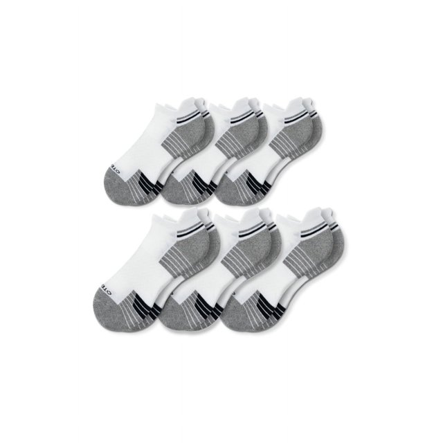 OTECKA Unisex Basic Performance Ankle Socks with Moisture-Wicking - Cushion Comfort Ankle Socks, White - 6 Packs, Large-X-Large
