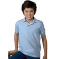 thumbnail image 1 of Hanes Cotton-Blend Kids` Jersey Polo, M, Light Blue, 1 of 5