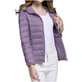 thumbnail image 4 of WRKEKC Lightweight Hooded Parka for Women, Solid Color Long Sleeve Full Zip Coat with Secure Pockets and Ribbed Cuffs, Transitional Season Layer Purple 4XL, 4 of 7