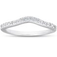 thumbnail image 1 of 1/8 ct Curved Diamond Contour Wedding Engagement Notched Ring 14K White Gold, 1 of 4