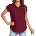 thumbnail image 1 of Timegard Tops for Women Lapel Neck Short Sleeve Flowy Tee Tops Casual Loose Comfy Shirts Summer Travel, 1 of 8