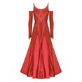 thumbnail image 3 of RUNQHUI Robe de Danse de Salon pour Femmes avec Strass, Pratique Professionnelle Moderne de Valse Tango, Rouge S, 3 of 7