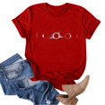 thumbnail image 4 of Hauts d'Été pour Femmes, Blouses Décontractées Habillées pour l'Entraînement 2024, T-Shirts à Imprimé Solaire pour Femmes, Col Rond, Manches Courtes, Rouge, 4 of 5