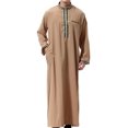 thumbnail image 4 of Birdeem Robe Musulmane pour Hommes Robe Arabe Mi-Longue Style Long Manches Longues Brodée Col Montant Poche Longue Chemise Mode Décontractée, 4 of 9