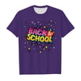 thumbnail image 4 of LUOGENLI T-Shirt pour Filles Enfants École Rentrée des Classes Imprimé Décontracté Manches Courtes Haut T-Shirt Maxi Hauts Ensembles Filles Tenue 2 Pcs Plage Violet 8-9 Ans, 4 of 7