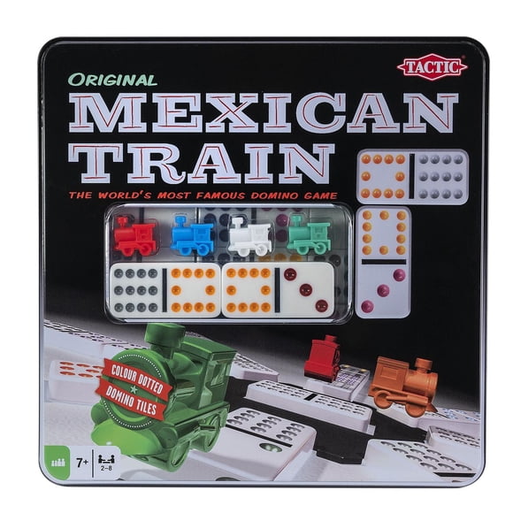 Asmodee - Tactic - Mexican Train Tin - Jeu de Domino Familial Amusant - 2-8 Joueurs - 30 Minutes de Jeu - Pour Enfants et Adultes à Partir de 7 ans - Version Anglaise