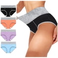 thumbnail image 2 of RKSTN 4Pc Womens Boxer Briefs High Waist Full Coverage Briefs Soft Breathable Postpartum Panties Patchwork Color Stretch Underpants, 2 of 9
