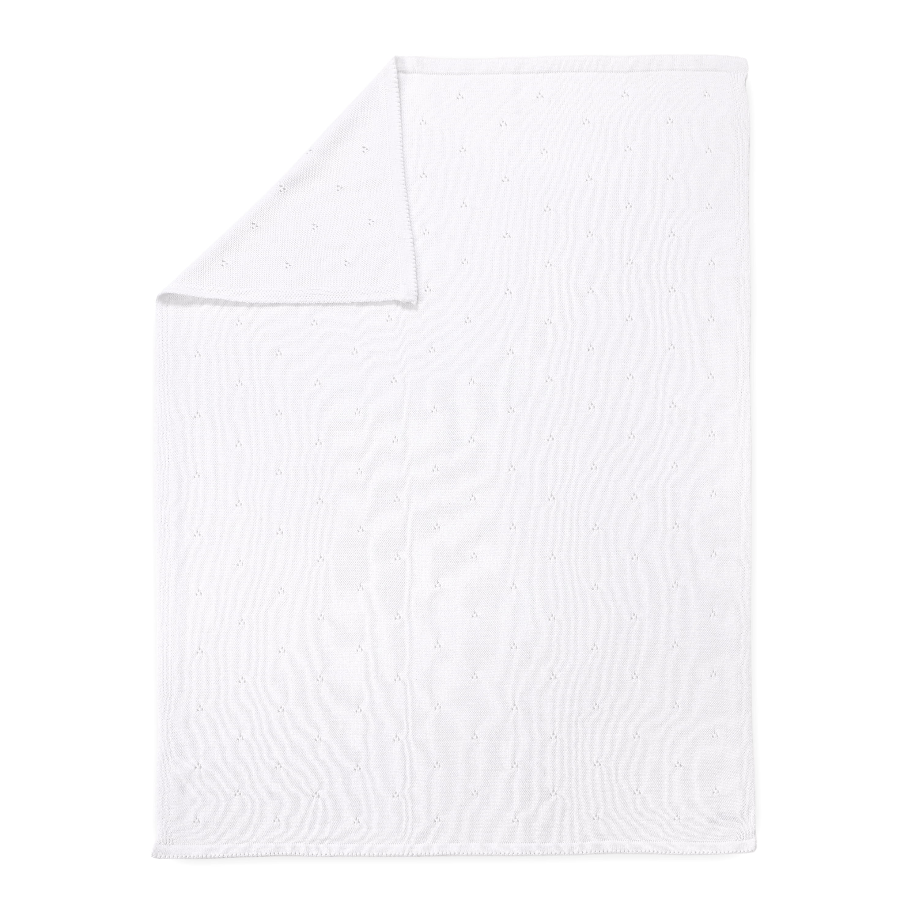 Couverture bébé en tricot de coton biologique blanc 76 x 102 cm