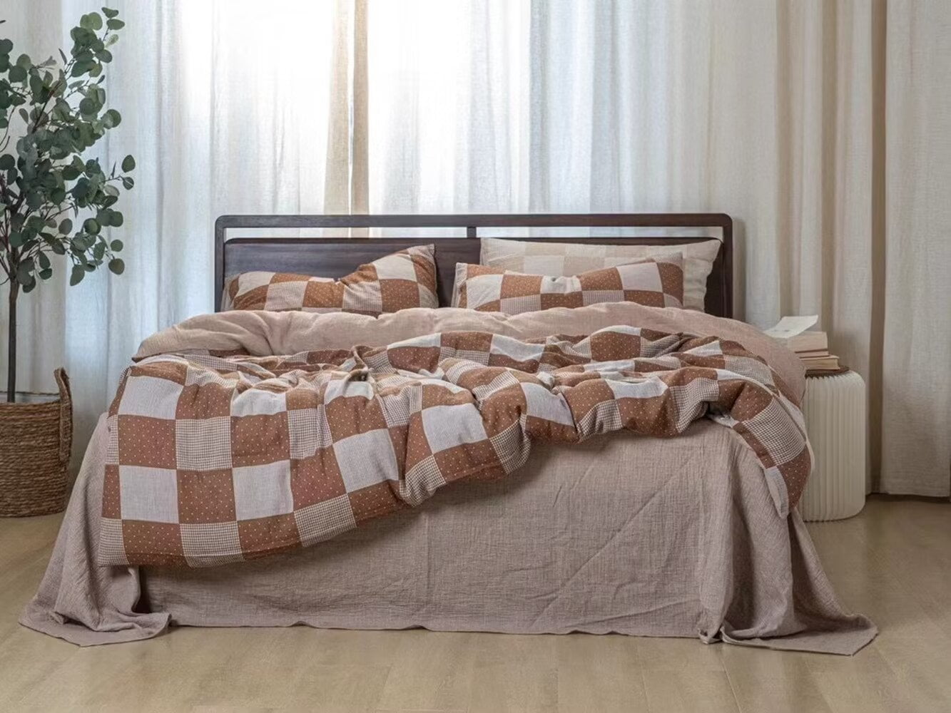 Zhuge Bed Sheets Set, Bedding Sheets Pillowcases Kit, Twin Bed Set, Hotel Bedding, Home Decor(Brown)