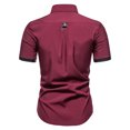 thumbnail image 3 of HWRETIE Polos pour Hommes Hommes Manches Courtes Col Rabattu Uni Boutons Blouse Chemise Hauts, 3 of 5
