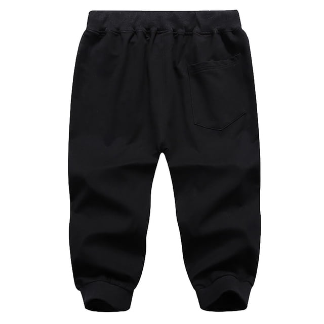 SHIXIAOO Men's Casual Sports Drawstring Zipper Three-Pocket Cropped Trousers