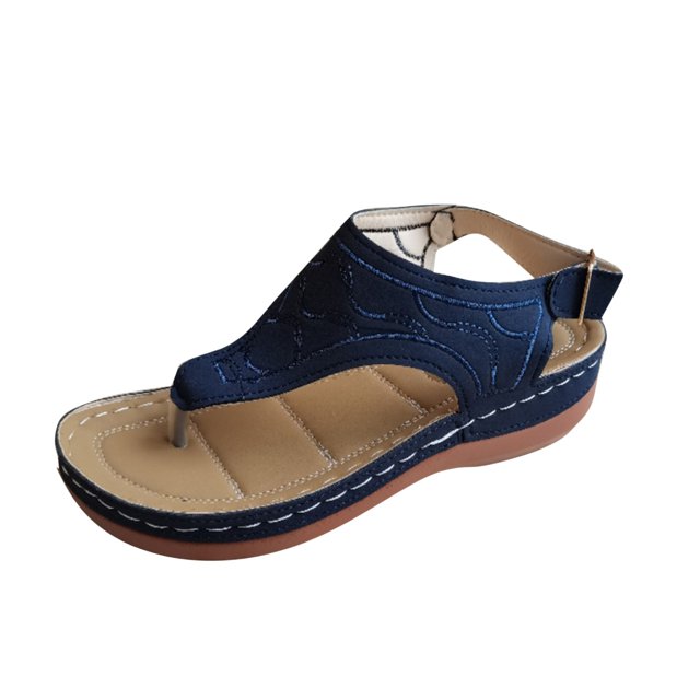 XZNGL Slippers for Womens Slippers Flip Flops Womens Wedge Heel Flip Flops Multicolor Embroidered Sandals Slippers