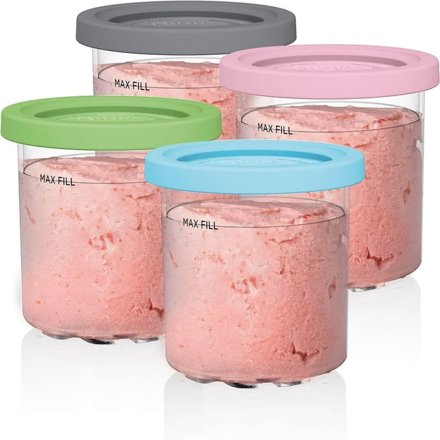 HAOAN Ice Cream Pints Containers 4 Packs Cream Containers with Lids Replacements for Ninja Creami Pints Compatible with NC301 NC300 NC299AMZ Series Ice Cream Maker