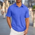 thumbnail image 2 of T-shirt à Manches Courtes pour Hommes avec Poche et Col Rabattu, Mélange Uni Coton-Polyester, Coupe Décontractée, Vert Militaire, Taille TTTG, 2 of 6