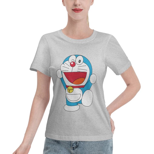T-Shirt Basique à Manches Courtes pour Femmes Doraemon