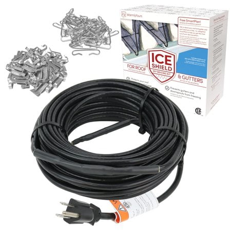 WarmlyYours Roof Snow De-Icing Heat Cable 30 ft., 5 Watts/ft. Heat Tape for Roof and Gutters, Ice Dam and Snow Damage Prevention System with Clips and Spacers (Ice Shield