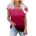 thumbnail image 1 of Pompotops Womens Spring And Summer Casual V-Neck T-shirt Printed Short Sleeved Top Clearance, 1 of 5