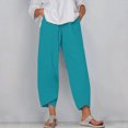 thumbnail image 2 of Timegard Plus Size Pants for Women Elastic Waist Solid Color Comfy Fall Casual Crop Pants with Pockets, 2 of 5