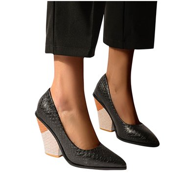 Pisexur Chaussures pour Femmes Grandes Chaussures pour Femmes Motif Serpent Style Européen et Américain Bouche Peu Profonde Couvre-Orteils Talons Épais Talons Hauts