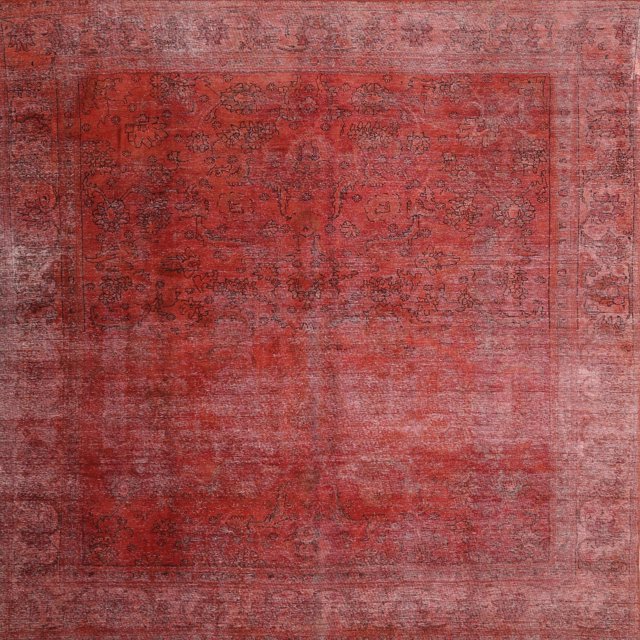 Ahgly Company Tapis d'Intérieur Carré Contemporain Persan Rouge, 10 Pieds Carré