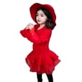 thumbnail image 2 of EGNMCR Robe Sans Manches à Col Rond Tout-Petits Enfants Bébés Filles Chandail Tricoté Robe d'Hiver au Crochet avec Tulle Chandail Robe Fille, 2 of 5