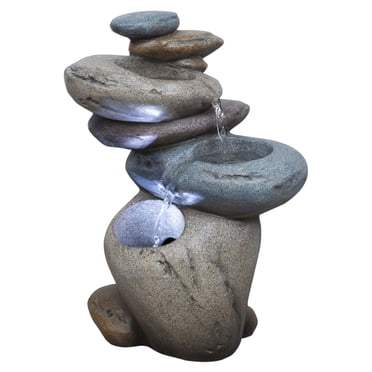 Streaming Stone Indoor/Outdoor Tabletop Fountain with energy-efficient pump and LED accent lighting