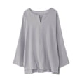 thumbnail image 1 of Timegard Mens Shirts Notched V Neck Drop Shoulder Long Sleeve Loose Lightweight Casual Side Split Tops, 1 of 3