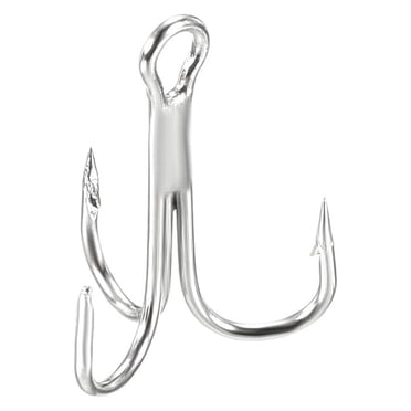 Unique Bargains 16# Hameçons Triples 0,35 Pieds en Acier au Carbone, Hameçon Coudé Tranchant avec Ardillons, Blanc, Lot de 50