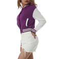 thumbnail image 4 of Kmbangi Veste de Baseball Courte à Manches Longues pour Femmes, Boutonnée, à Couleurs Contrastantes, 4 of 9