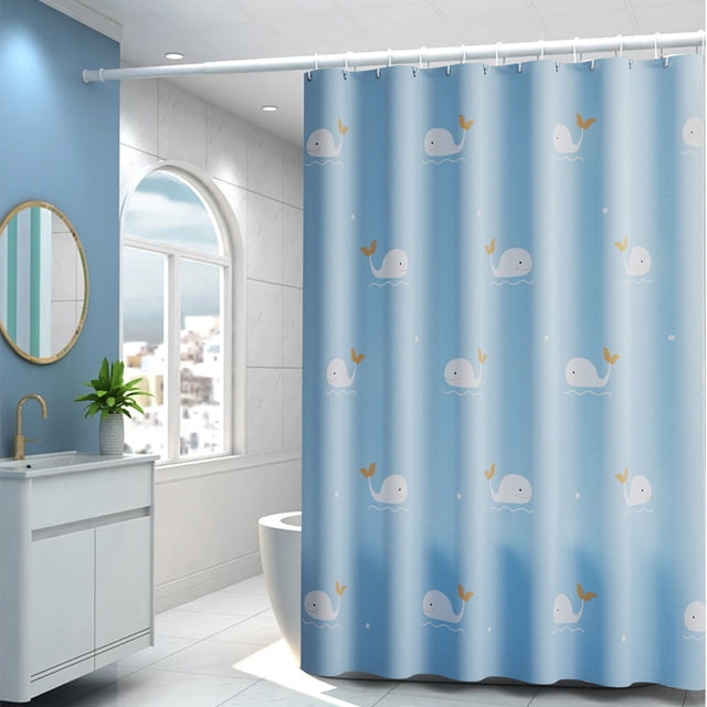 Shower Curtains for Bathroom,Bath Curtains Shower Waterproof,Shower Curtain Blue Dolphins Shower Curtain Plastic Waterproof Shower Curtain with 7 Hanging Rings Suitable for Bathroom Toilet Kitchen