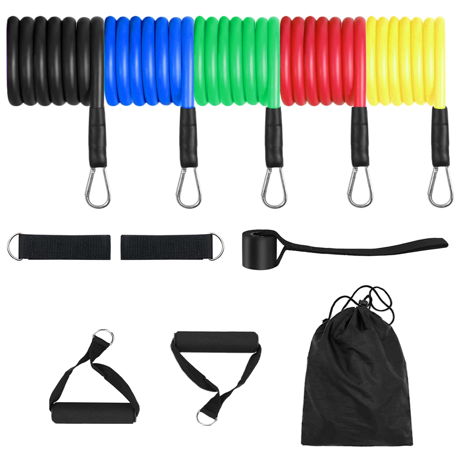 11 PCS Resistance Tube Bands Door Anchor Ankle Straps Cushioned Handles with Carry Bags for Home Fitness Exercise Workout Gym Travel