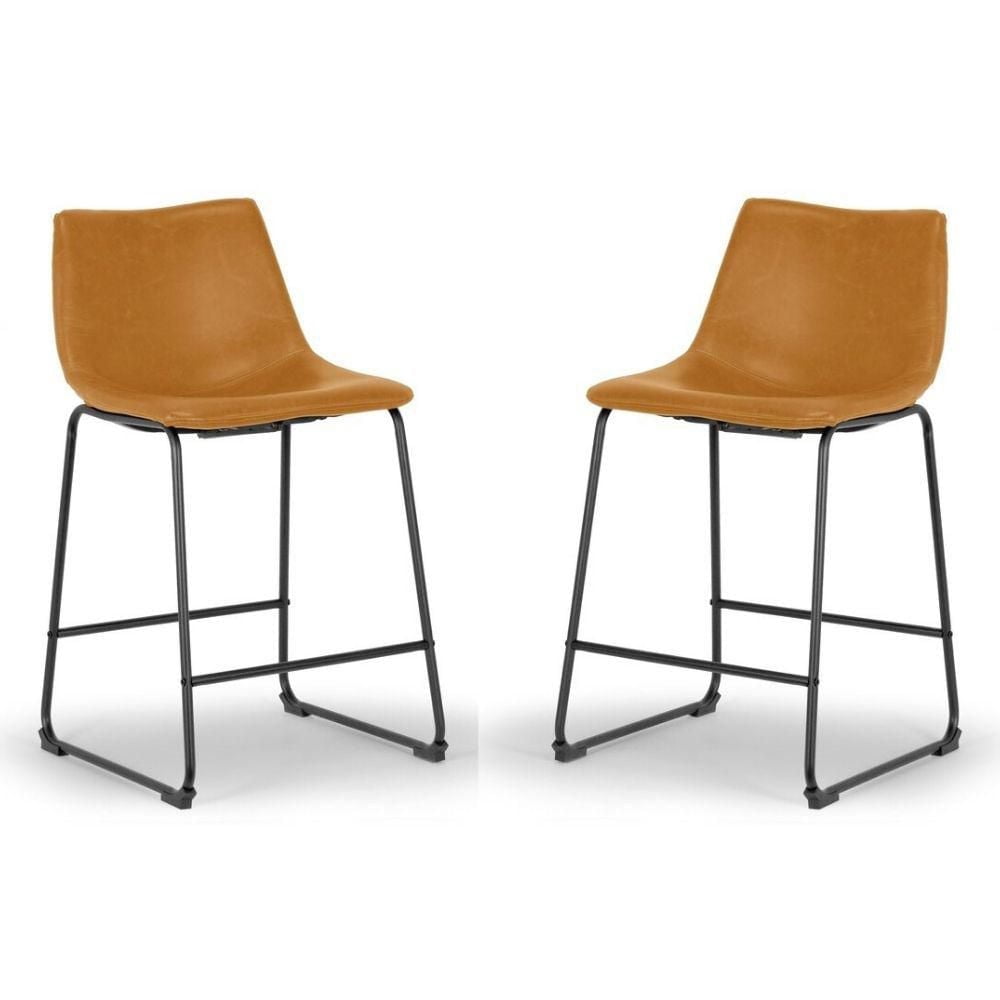 London Tabouret de comptoir noir élégant en similicuir PU 26", tabouret de comptoir en métal noir, meubles de cuisine, îlot de cuisine (Ensemble de 2)