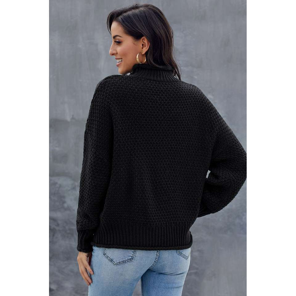 Women's Oversized Chunky Batwing Long Sleeve Turtleneck Sweater
