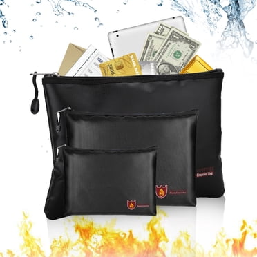 Sacs Ignifuges pour Documents, 3 Tailles Sac pour Argent et Billets Imperméable et Ignifuge, Pochette de Rangement Sécuritaire Sac Enveloppe Pochette de Rangement Sécuritaire Ignifuge Organisateur avec Fermeture Éclair pour Porte-Documents, Dossier, Billets et Tablette