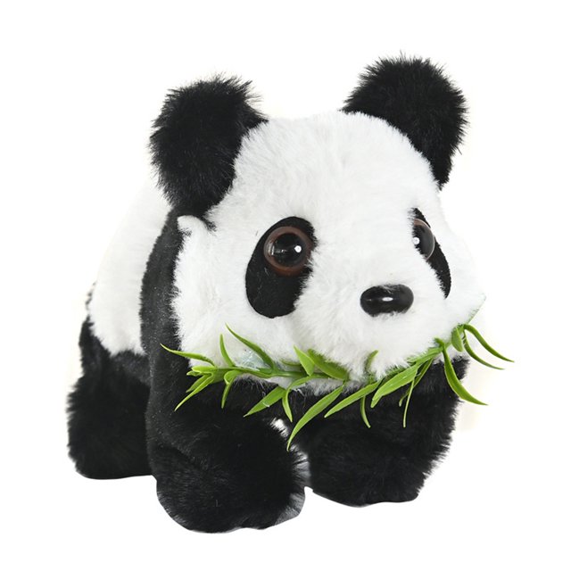 black Walking Talking Panda Plush Toy With Moving Ears 7.5 Inch Interactive Stuffed Animal Electric Simulation Bear Cute Companion For Kids Perfect Birthday Gift Soft Polyester Fiber Mater