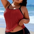 thumbnail image 5 of FAVIPT Women Plus Size 2 Piece Tankini Ruched Drawstring Tummy Control Bathing Suit Tropical Summer Beach Swimsuit Wine,XXXXXL, 5 of 5
