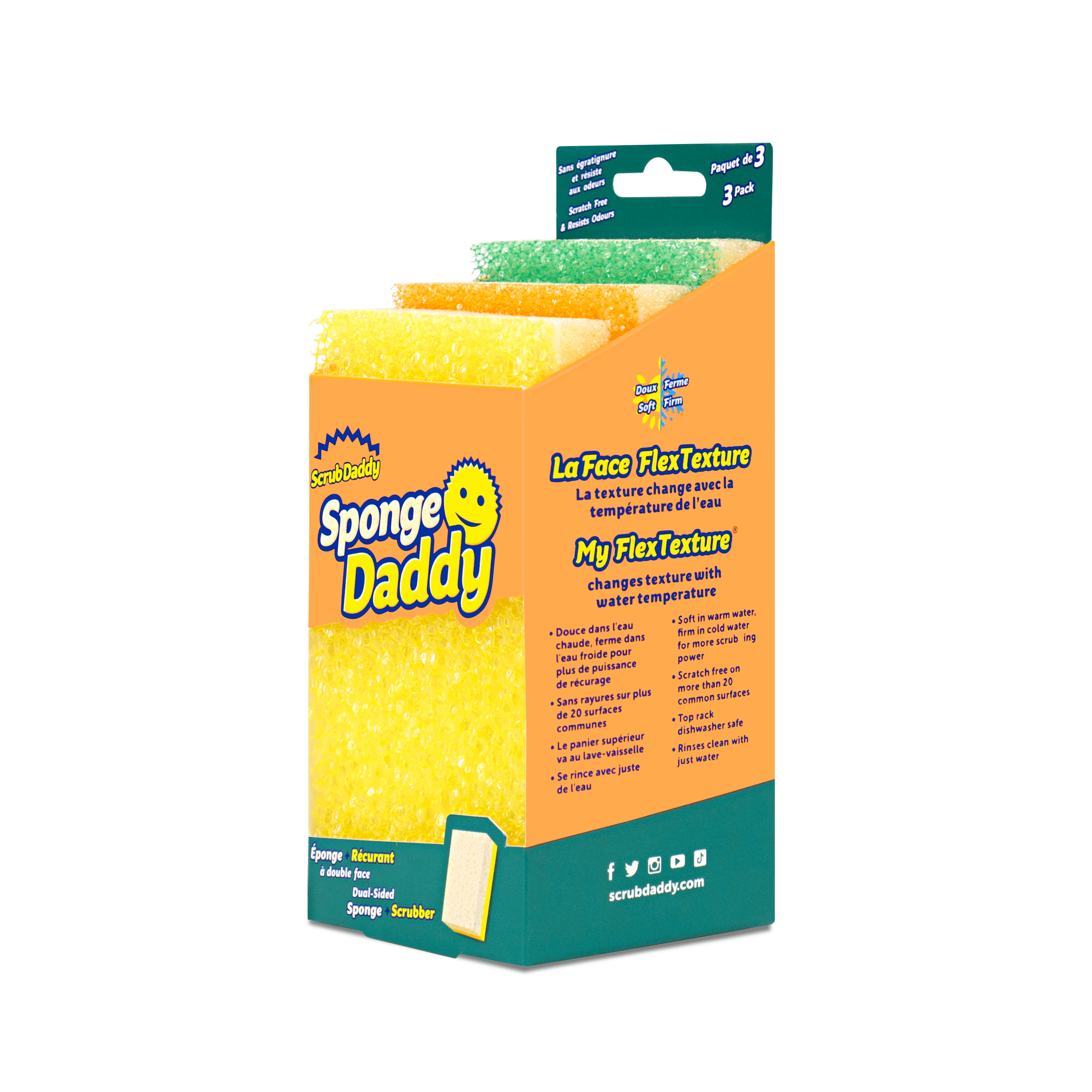 Scrub Daddy Sponge Daddy Non-Scratch Sponges, 3 Count