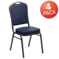 thumbnail image 4 of 4 Pk. HERCULES Series Crown Back Stacking Banquet Chair in Navy Vinyl - Silver Vein Frame, 4 of 9