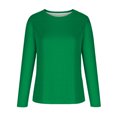 thumbnail image 4 of Dagegui Hauts Grande Taille pour Femmes Manches Longues Col Rond T-Shirt Couleur Unie Tunique Chandail Quotidien Vert G, 4 of 5