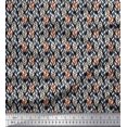 thumbnail image 1 of Soimoi Japan Crepe Satin Fabric Leaves Small Printed Fabric 1 Yard 42 Inch Wide, 1 of 3
