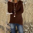 thumbnail image 2 of T-shirts à Col Rond à Manches Longues pour Femmes, Mode d'Automne, Hauts Western Tendance pour Dames, Tunique Ample, Hauts Grande Taille, Chandails Unis, Brun P, 2 of 4