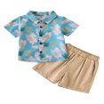 thumbnail image 1 of Tenues d'Été 2 Pcs pour Garçons Tout-Petits Vêtements Hawaïens Chemises à Col Rabattu Shorts, 1 of 7