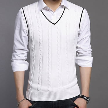 Cadeau pour Hommes Gilet Chandail à Col en V pour Hommes Gilet en Tricot Torsadé Chandails Gilet Garder au Chaud Extérieur Haut d'Hiver Gilet pour Hommes, Gilet Chandail, Chemises pour Hommes Liquidation