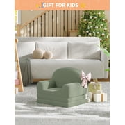 Ourlova Kids Couch 2-in-1 Comfy Toddler Couch Fold Out Convertible Sofa to Lounger Foam Kids Chair with Soft Sherpa Gift
