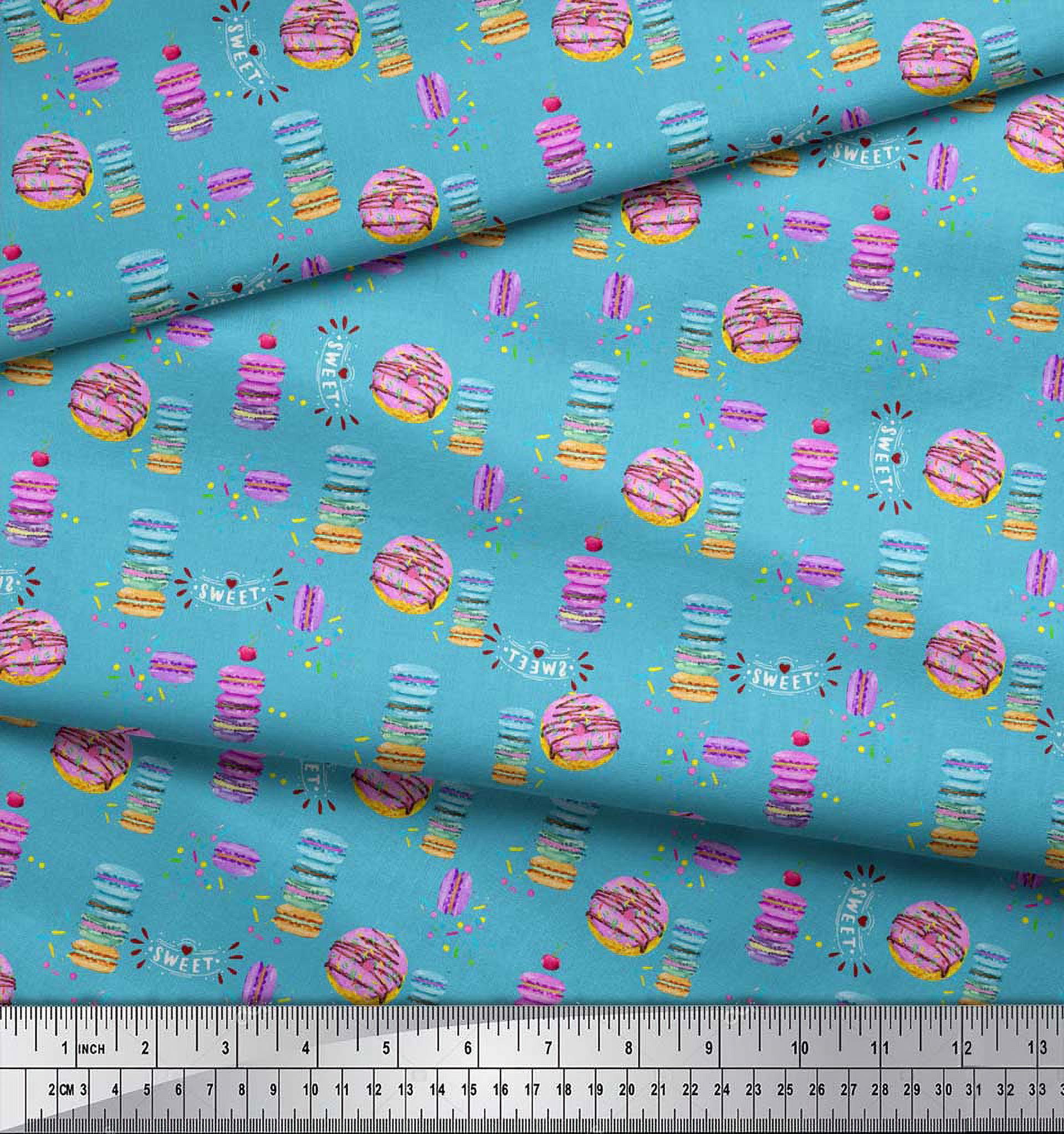 Soimoi Rayon Fabric Donuts Food Print Fabric by Yard 42 Inch Wide